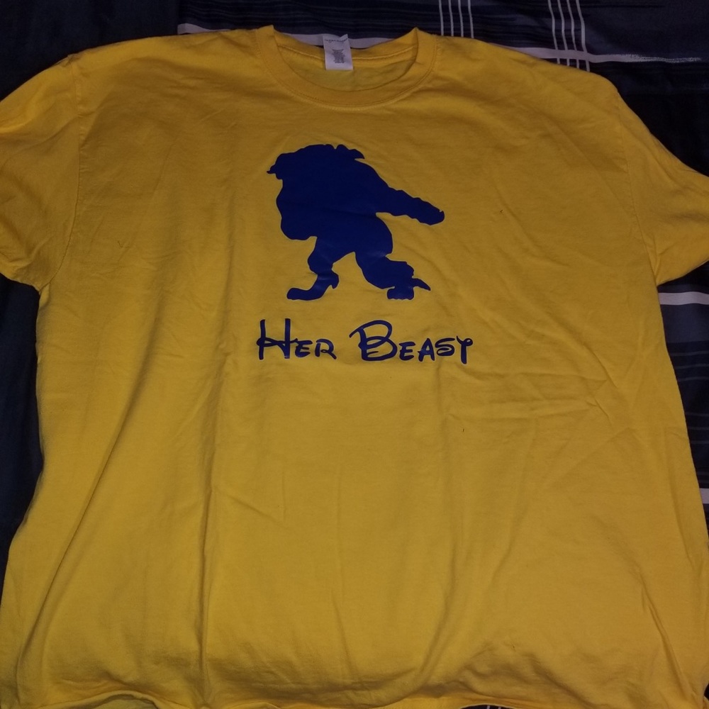 Her beast matching Disney men’s shirt